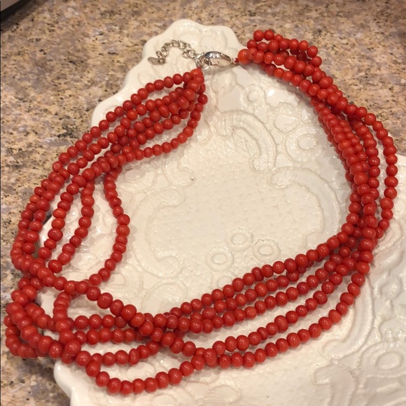 Jewelry - Multi Strand Coral and Sterling Silver Necklace